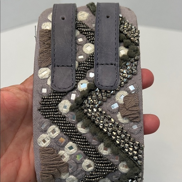 FREE PEOPLE BOHO LEATHER FULL OF DREAMS GRAY WAIST BELT - Picture 3 of 16